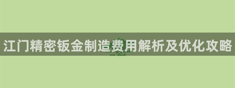 彩神V8有限公司：江门精密钣金制造费用解析及优化攻略